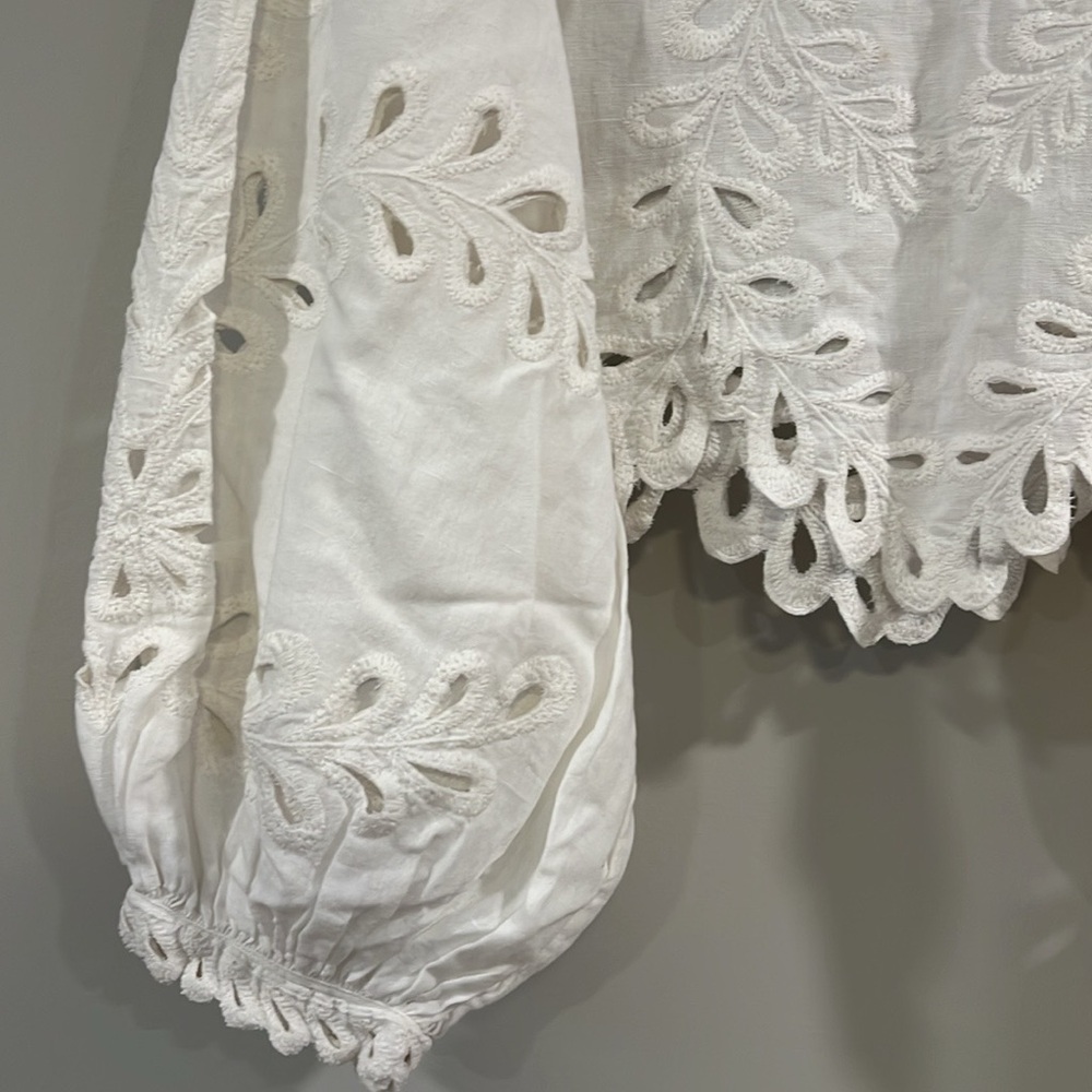 Free People - small, Oleander Elegant White Eyelet Embroidered Top - Picture 5 of 8